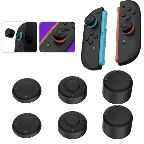 GEEMEE 6PCS Copri Levette Analogiche in Silicone per Nintendo Switch 2,Replacement Joystick Covers, Joystick Thumb Grip Cap-Black