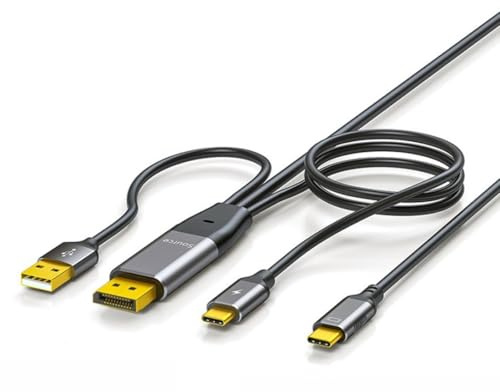chenyang Displayport auf USB C Kabel 4k@60Hz mit USB Stromversorgung unterstützt Touch-Display für Host verbunden mit tragbarem Bildschirm/VR-Brille 6,56 Fuß/2,0 m