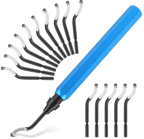 Deburring Tool Set with 15 High Speed Steel Swivel Blades, Deburring Tool Ideal for Metal, Resin, Copper, Plastic, PVC Pipes, 3D Printing Burr Removal Reamer Tool
