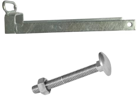 Epsom Door Handle Heavy Duty Throw Over Gate Loop with Lifting Handle for 3 Gates Black Japanned Steel or Galvanised Includes Fixings Rust-Resistant Farm Garden Gate Hardware (galvanised Steel)