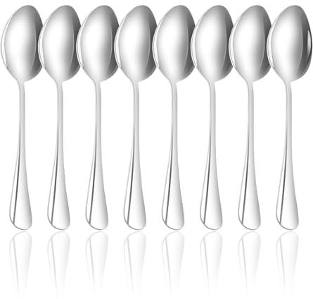 Teaspoons Set of 8, Stainless Steel Tea Spoons with Mirror Polished Finish, Dessert-Spoon, Coffee-Spoon, Small-Spoon Set, Dishwasher Safe(Color:as Shown)