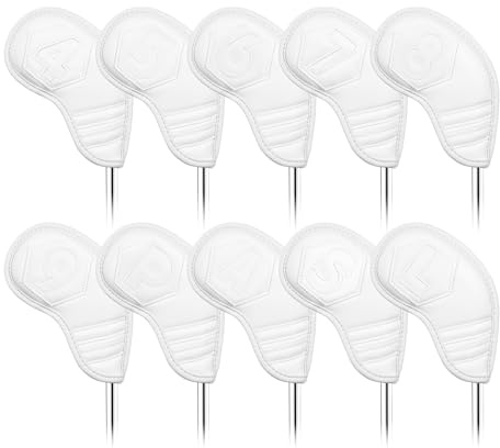 Golf Iron Club Head Covers Magnetic 10pcs 4-9,P,A,S,L Right Hand White PU Leather Hollow-out Numbers