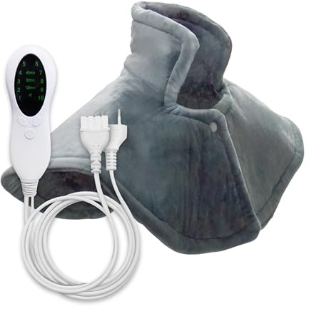 LED ATOMANT Manta Electrica Cervical Cuello y Hombros 60x35cm 10 Niveles | Tejido ultrasuave de poliester, Temporizador, Lavable a maquina, 10 niveles de calor