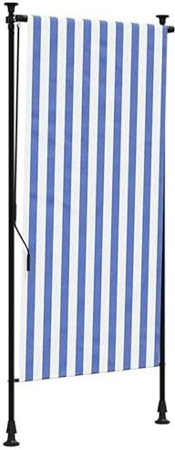Tenda avvolgibile per esterni, blu e bianco, 120 x 270 cm, tessuto con rivestimento in poliuretano (poliestere 180 g/m²) e acciaio, tenda da sole per terrazza e balcone, resistente alle intemperie e