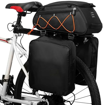Aumotop 3 i 1 Cykelväska för Baksäte Kylväska Vattentät Cykelbagageväska för Pendlare (Orange)