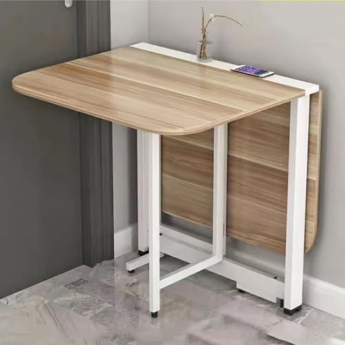 Tavolo da pranzo pieghevole ultra sottile, design allungabile, struttura in metallo, multifunzione, tavolo espandibile per lavoro, studio e sala da pranzo, soluzione salvaspazio per piccoli spazi