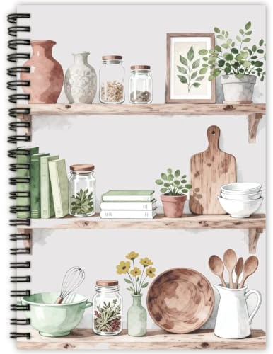 PRESSINART Quaderno e Ricette Vuoto per Scrivere Le tue Ricette 6 x 8 Diario e Ricette da Cucina 80 Pagine A5 Taccuino A Spirale A Righe per Organizzare Il Tuo Libro di Cucina Personale per La