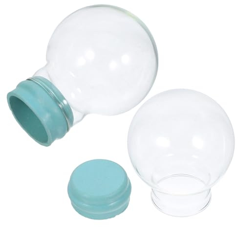 KALLORY Globo di Neve Decorativo Fai da Te 2 Pezzi 45 MM in Vetro Trasparente Base in Gomma per Creazioni Artigianali e Decorazioni Natalizie