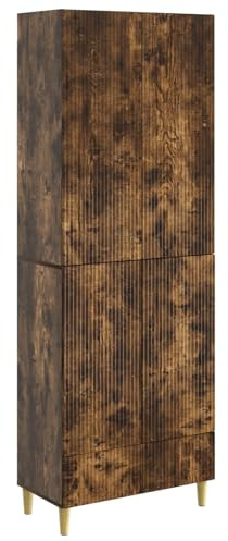 mtlskopl Schrankset 2-teilig Geräucherte Eiche - Modernes Wohnzimmerschrank Set aus Holzwerkstoff mit Wandregal und Sideboard für Wohnzimmer und Flur, 66 x 34,5 x 95 cm