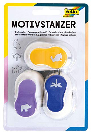 folia 7022 – motivstansare, motivhålslag, set om 3, kanin, trollslända och elefant
