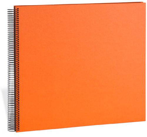Semikolon 352909 Spiral Album Economy Large - 34,5x33,2 cm - Fotoalbum, 50 Seiten schwarz, Fotobuch, orange orange