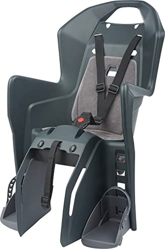 POLISPORT 8631500005 - Seggiolino posteriore KOOLAH CFS per biciclette con ruote da 26'' a 29'' adatto a bambini di peso da 9 a 22Kg con ancoraggio al portapacchi en color Grigio scuro/Argento