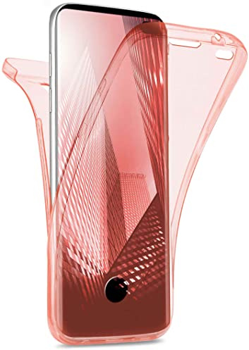 moex Double Case für Samsung Galaxy S10 Plus Hülle Silikon Transparent, 360 Grad Full Body Rundum-Schutz, Komplett Schutzhülle beidseitig, Handyhülle vorne und hinten - Rosa