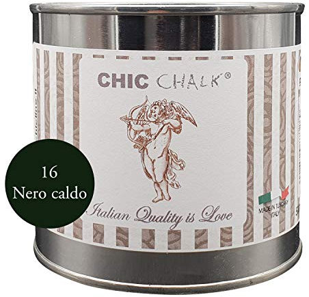 Chic Chalk - 500 ml NERO CALDO - Pittura gessosa super opaca. Aderisce su tutte le superfici senza primer o carteggio. Ideale per ottenere mobili in stile Shabby e non solo.