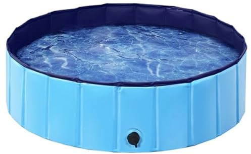 Yaheetech Piscine Chien Pliable 100 x 30cm Baignoire pour Chien/Chat Bleu | Piscine Bassin de Baignade Portable Bain pour Chien/Chat Extérieur Intérieur Antidérapant avec Patchs de réparation et Brosse