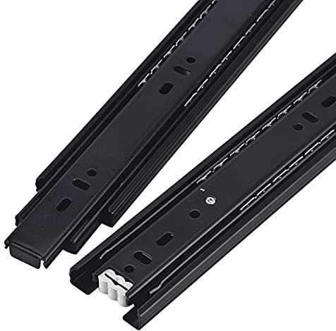 2 Pezzi Binari Cassetti,Push to Open Basso Rumore Guida di Scorrimento Telescopico,per Armadi Tavolini Mobili TV Librerie,Portata 45kg,Nero(Size:40cm/16in)