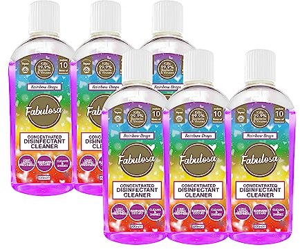 Fabulosa 4 in 1 Concentrated Antibacterial Disinfectant All Purpose Cleaner, 220ml, 6 pack, Rainbow Drops