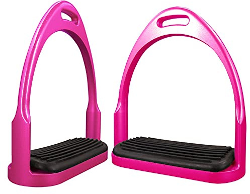 PUMEXFE Equine Horse Stirrups Irons Cool Western Lightweight Aluminum Safety Riding TACK Saddle (Pink)