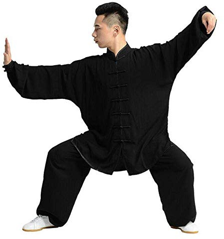 SENNIAN Chinesische Traditionelle Tai Chi Uniformen Tai Chi Anzug Frauen Männer Lose Bequeme Atmungsaktive Tai Chi Kleidung Kampfkunst Kleidung Kung Fu Kleidung,Black-M