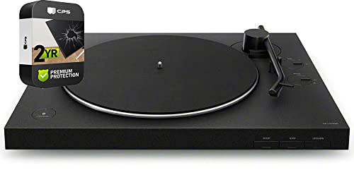 Sony (Refurbished) PS-LX310BT Hi-Res Belt-Drive USB Turntable with Bluetooth Connectivity Black Bundle with 2 YR CPS Enhanced Protection Pack (Renewed)