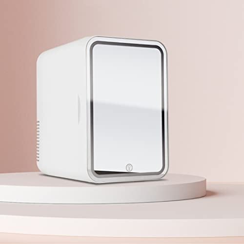 Mini Beauty Fridge 8/12L with LED Lighted Mirror - Portable Mini Fridge for Skincare Makeup Mask Drinks Fruits, Cooler & Warmer Dual Purpose Silent for Bedroom Office Vanity Vehicle (12L)