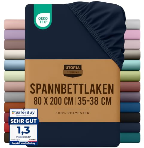 Utopia Bedding Sabana Bajera 80x200 - Azul Marino | Certificado Oeko Tex - Microfibra de Poliéster Cepillado - 35cm Bolsillo Profundo