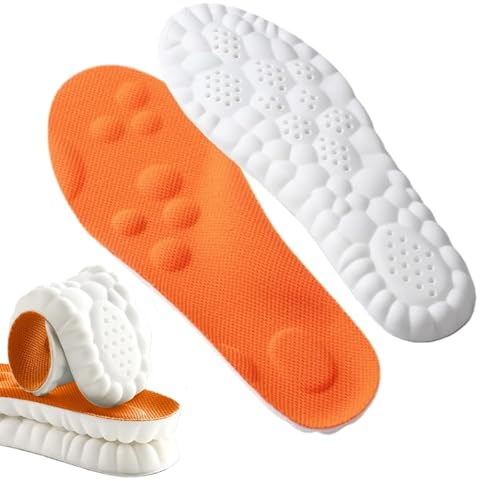 Solette in Memory Foam 4D con Supporto per Arco Plantare Ortopediche Sport Inserti per Scarpe da Ginnastica Sportive Traspirabile (Arancione, 39-40)