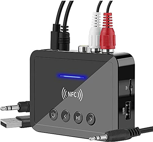 Pderlous Bluetooth 5.0 Ricevitore Trasmettitore FM Stereo AUX 3.5Mm Jack senza NFC Adattatore Audio Bluetooth per TV PC Cuffie