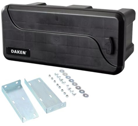 DAKEN Blackit 1 Boîte de rangement pour timon 550 x 250 x 295 mm - Boîte à outils - Coffre de transport en plastique noir (avec support frontal)