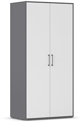 Rauch Möbel Hamilton, Kleiderschrank, Farbe Weiß/Grau metallic, Breite 93cm | Schrank, Mehrzweckschrank, 2-türig,, für Schlafzimmer, Kinderzimmer, Homeoffice, Abstellraum, Garderobe, Flur