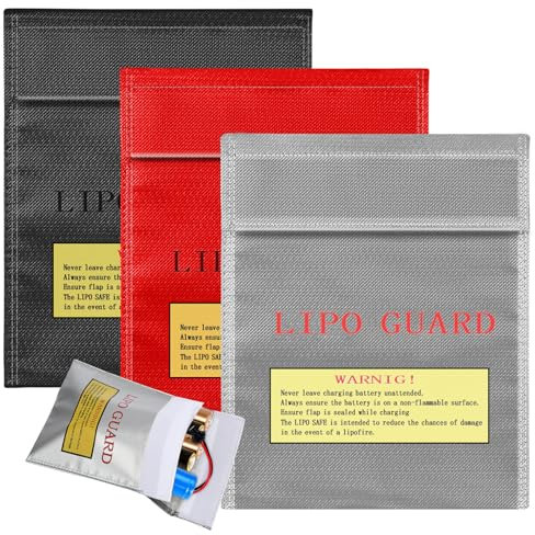 Pavlleen 3 Stück Feuerfest Wasserdicht Safe Bag, Feuerfeste Akku Tasche, Lipo Sicherheitstasche, Explosionsgeschützte Dokumententasche, Kleine Tasche für Batterie, Pass, Schmuck, Bargeld