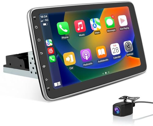 Hexinex Autoradio 1 din Android 13 Universel Voiture avec Caméra de Recul | Écran Tactile 10 Pouces | GPS, Carplay, Android Auto | WiFi, Bluetooth, FM RDS, USB | Commande au Volant [1Go+32Go]