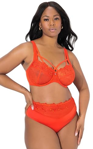 Ulla popken damer Truyou bygel-BH, transparent spets, kopp C-F BH, Orangot, 90D