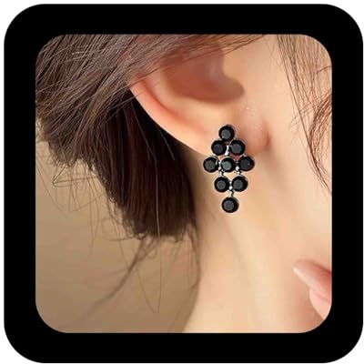 Enautoabs Vintage Schwarz Kristall Baumeln Ohrringe Strass Cluster Tropfen Ohrringe Onyx Kronleuchter Ohrring Schmuck Für Frauen