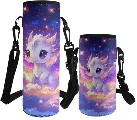 ASQVTIFE 1000ML Cute Animal Water Bottle Carrier for Kids Boys Girls Hydrobag Crossbody Water Bottle Holder with Strap Kawaii Dragon Water Bottle Shoulder Strap Holder for School Outdoor