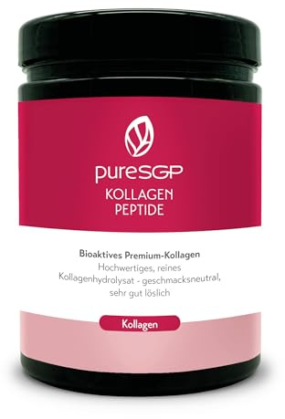 pureSGP® Kollagen [600g]: Reinstes Kollagen in Apothekenqualität - Bioaktive Premium-Peptide aus hochwertigem Kollagenhydrolysat. Mit Vitamin C & Biotin - Geschmacksneutral - Sehr gute Löslichkeit | Bioaktive Premium-Peptide aus hochwertigem Kollagenhydrolysat. Mit Vitamin C & Biotin - Geschmacksneutral - Sehr gut löslich.