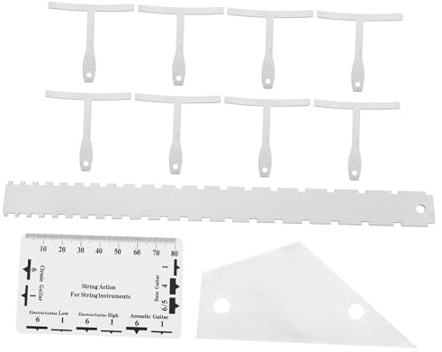 Veemoon Kit de Herramientas de Luthier para Ajuste y Mantenimiento Diseño Compacto y Portátil Medidor de Acción y Regla de Metal para Guitarra Acústica y Eléctrica