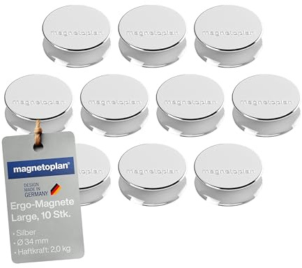 magnetoplan Ergo-Magnete, Large | 10 Stück, Silber
