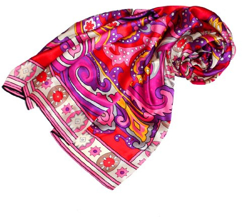 LORENZO CANA lyxig sidenduk uppspänd duk 100 % siden harmoniska färger damhandduk handduk, lila, 110 x 110 cm