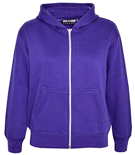 A2Z 4 Kids Plain Full Zip Hoodie for Girls & Boys Long Sleeve School Sweatshirt Jacket Ages 5–13 Years