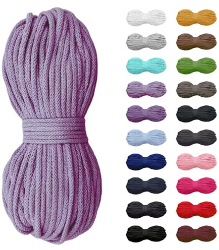Cordoncino di cotone da 5 mm, cordoncino, cordino, sacca da ginnastica, 21 colori (lavanda)