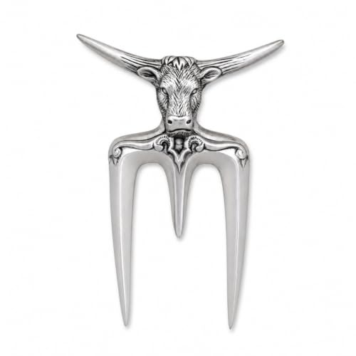 Arthur Court Carving Fork Roast Meat Holder Steer Pattern Cast Aluminum 6 inch Wide x 8 inch Long