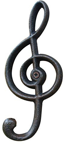 TentHome Garderobenhaken Garderobe Wandhaken Landhaus Deko Haken Antik Gusseisen Kleiderhaken Musik Note, Notenlinien Wandgarderobe für Bad, Küche, Garten, Klassenzimmer, Schwarz