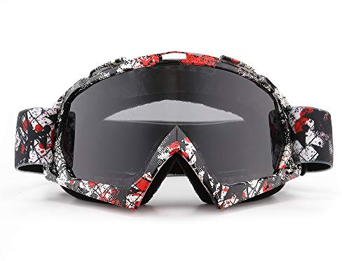 SPOSUNE Motorradbrille Crossbrille MTB Brille Motorradbrillen | Moped Brille,MX-Fahrbrille, ATV Dirt Bike Off Road Racing,Double Lens Anti Fog UV400 Verstellbarer Riemen
