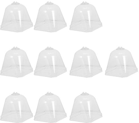 Yardwe 10 Pack Plant Nursery Covers Transparent Garden Dome Cloche Plastic Plant Protector with Adjustable Air Vent for Seedlings and Small Flower Pots 8X10CM