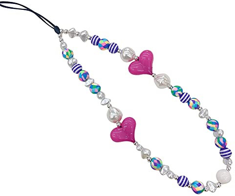 Herbests Böhmische Universale Handykette Perlen Handyanhänger,Perlen Acryl Anti-Verlorene Telefon Kette Handy Lanyard Handgelenk Armband Kette Telefon Charme Strap für Frauen, Auto Schlüsselanhänge
