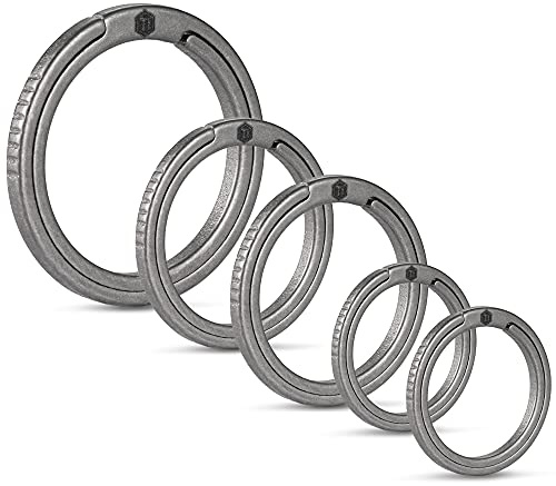 KeyUnity KA12 Juego de Llavero Plano de aleación de Titanio, Anillo Dividido de Empuje Lateral de Anilla Llavero 33mm 25mm 17,5 mm Fácil Acceso a Llaves, mosquetón (1L+2M+2S)…