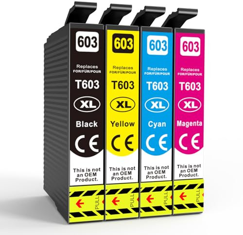 4Pack 603XL Tintenpatrone Kompatibel für Epson 603XL Druckerpatronen Epson 603 für Epson XP 3100 XP-3105 XP-2100 XP-4100 XP-2105 XP-3150 XP-2155 XP-4150 XP-2150 XP-4105 WF-2830 WF-2810