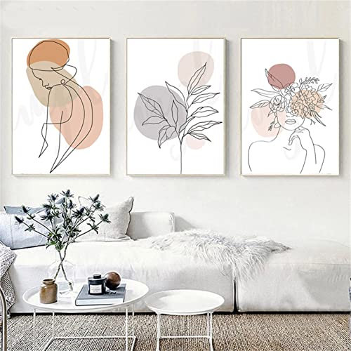 TROYSINC 3er Poster Set, Premium Abstrakte Leinwandbilder, Kunst Line Beige Wandbilder, Aesthetic Bilder, Stilvolle Kunstdrucke für Wohnzimmer Deko (Stil B,40 x 60 cm)