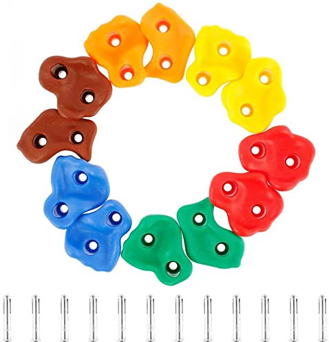 elemhome Kletterwand für Klettern, 12 Stück, hochwertig, griffig, strukturiert, für drinnen und draußen, Heimwerken, Klettern, Wandgriff-Set für Kinder, Geschenk